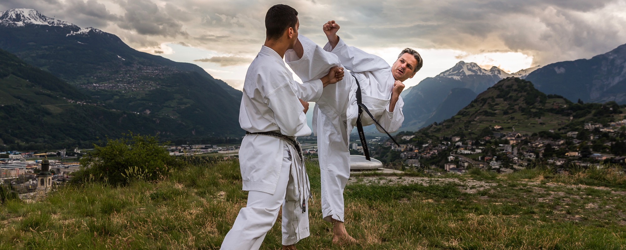 Olivier Knupfer 7e Dan Hugues Michaud 5e Dan Karate Club Valais Sion Suisse Switzerland